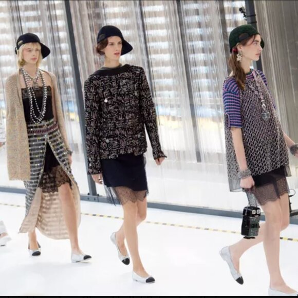 CHANEL CC CAP TOE DIAGONAL QUILTED SILVER BALLET FLATS SZ 39 - Picture 2 of 15